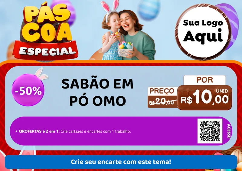 Modelo de Cartaz para Cartaz A4 Horizontal com o tema Páscoa Especial para Produtos de Limpeza