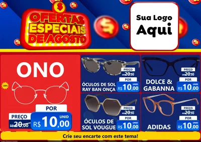 Modelo de Encarte para Encarte A4 Horizontal com o tema Ofertas Especiais de Agosto para Óticas