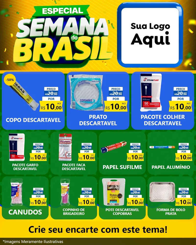 Modelo de Rede Social para Feed Instagram com o tema Especial Semana do Brasil para Embalagens
