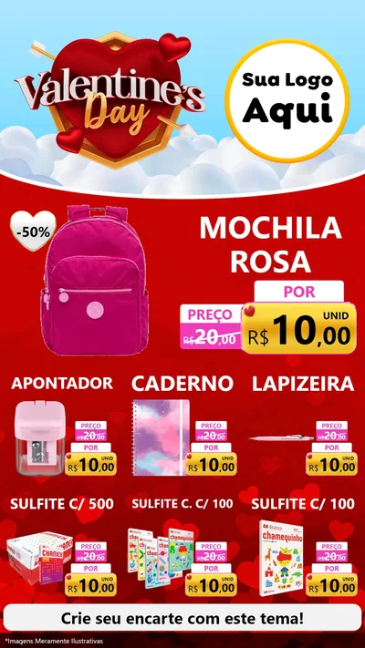 Modelo de Rede Social para Stories com o tema Valentine's Day para Papelaria