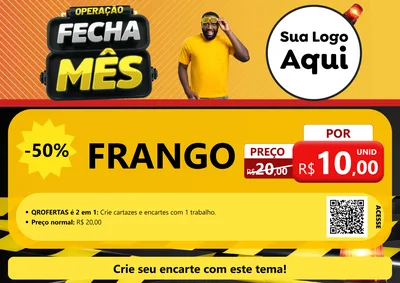 Modelo de Cartaz para Cartaz A4 Horizontal com o tema Operação Fecha Mês para Assados