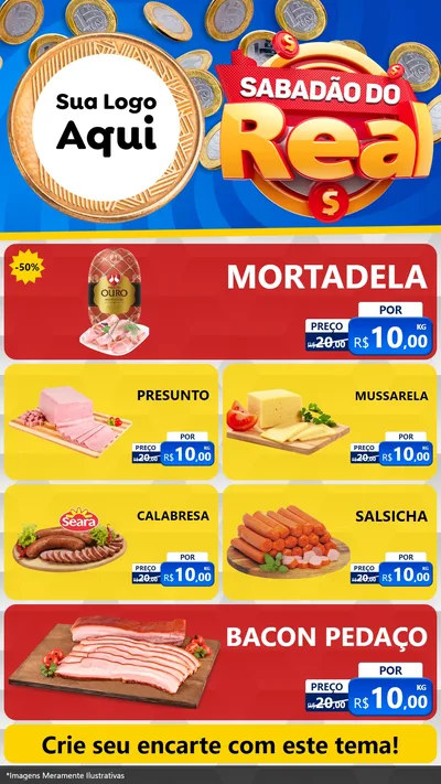 Modelo de TV para TV Vertical com o tema Sabadão do Real para Frios e Laticínios
