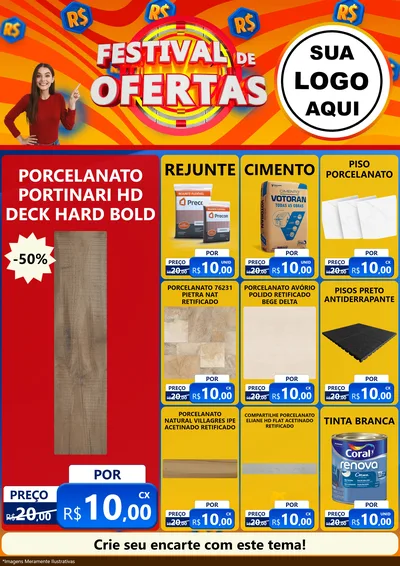 Modelo de Encarte para Encarte A4 Vertical com o tema Festival de Ofertas para Pisos e revestimentos