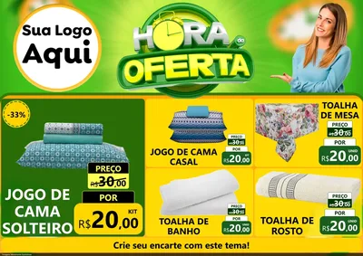 Modelo de Encarte para Encarte A4 Horizontal com o tema Hora da Oferta para Cama, Mesa e Banho