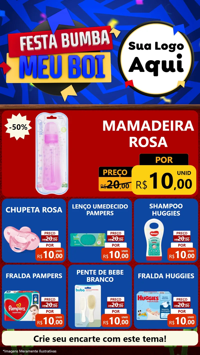 Modelo de Rede Social para Stories com o tema Festa Bumba meu Boi para Bebês