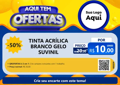 Modelo de Cartaz para Cartaz A4 Horizontal com o tema Aqui Tem Ofertas para Tintas e Ferramentas