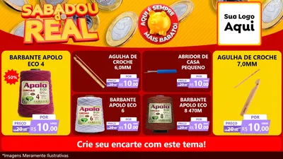 Modelo de TV para TV Horizontal com o tema Sabadou do Real para Armarinho e Aviamentos