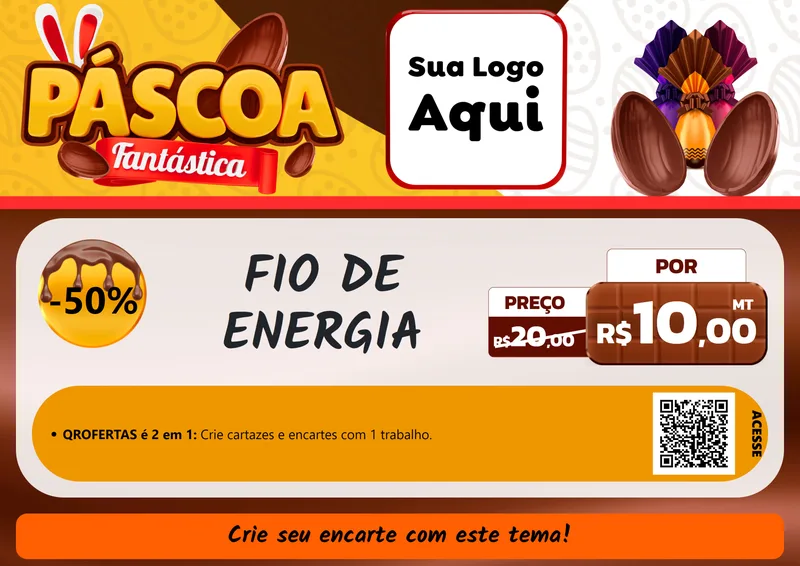 Modelo de Cartaz para Cartaz A4 Horizontal com o tema Páscoa Fantástica para Materiais Elétricos