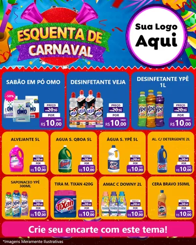 Modelo de Rede Social para Feed Instagram com o tema Esquenta de Carnaval para Produtos de Limpeza