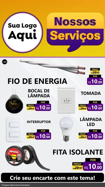 Modelo de TV para TV Vertical com o tema Nossos Serviços para Materiais Elétricos