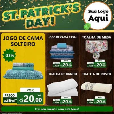 Modelo de Rede Social para Feed Facebook com o tema St Patriks Day para Cama, Mesa e Banho