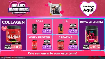 Modelo de TV para TV Horizontal com o tema Dia Dos Namorados Com Desconto para Suplementos alimentares