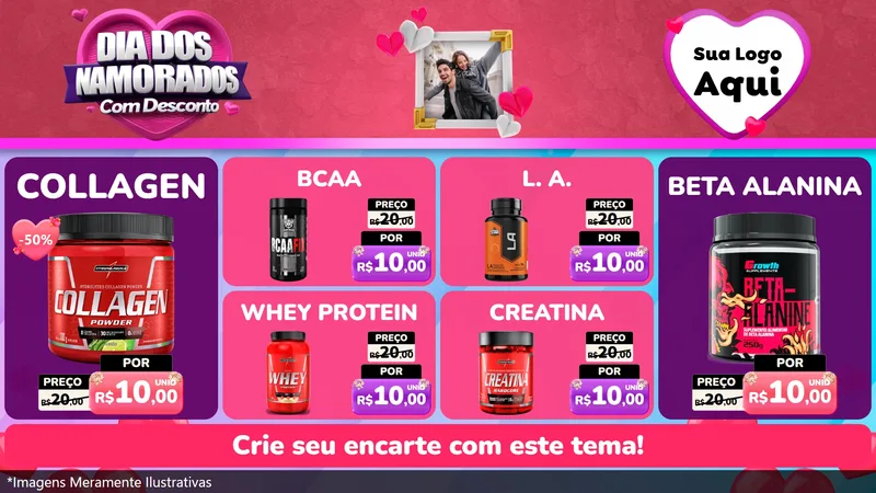 Modelo de TV para TV Horizontal com o tema Dia Dos Namorados Com Desconto para Suplementos alimentares