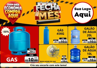 Modelo de Encarte para Encarte A4 Horizontal com o tema Fecha Mês para Água e gás