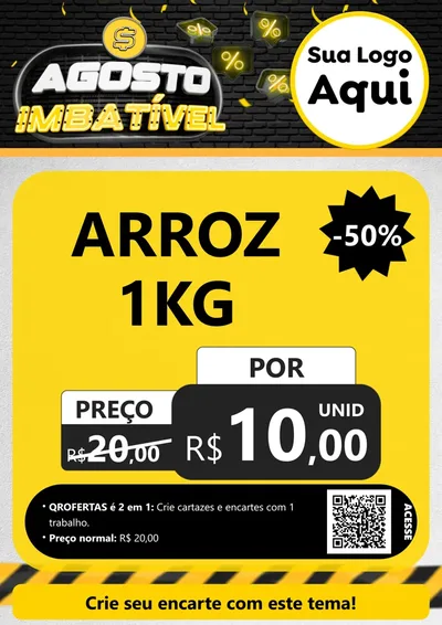 Modelo de Cartaz para Cartaz A4 Vertical com o tema Agosto Imbatível para Supermercado