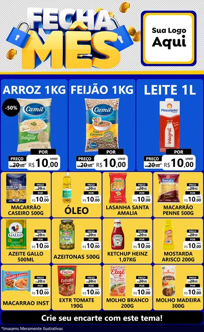 Modelo de Encarte para Encarte Grande com o tema Fecha Mês para Supermercado