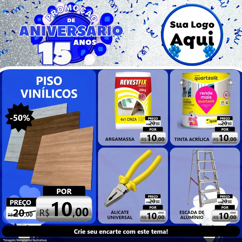 Modelo de Rede Social para Feed Facebook com o tema Promoção de Aniversário - 15 Anos para Material para Construção