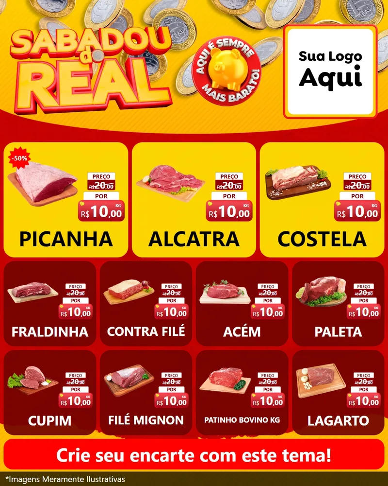 Modelo de Rede Social para Feed Instagram com o tema Sabadou do Real para Açougue
