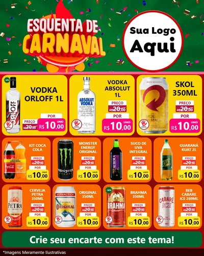Modelo de Rede Social para Feed Instagram com o tema Esquenta de Carnaval para Distribuidora de bebidas