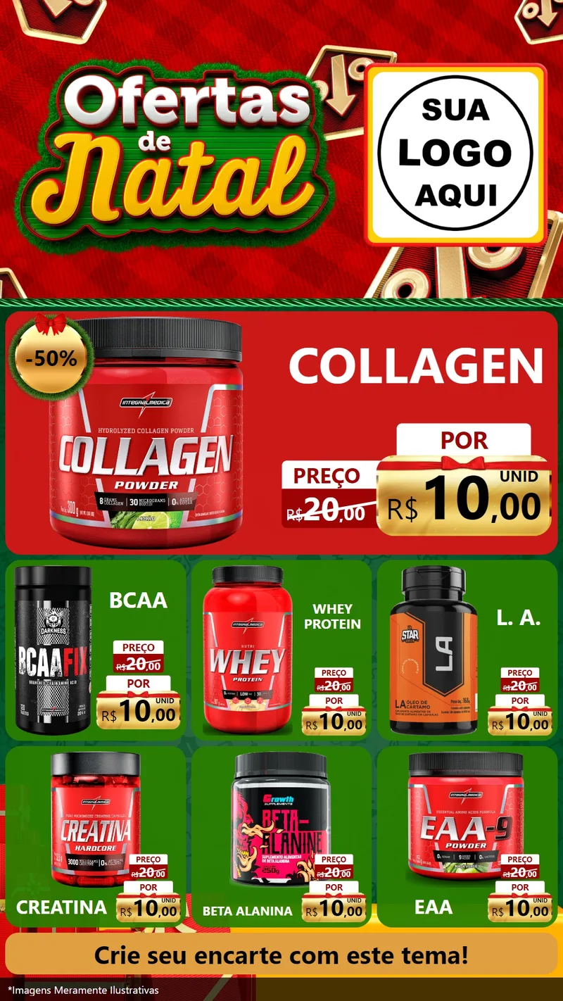 Modelo de Rede Social para Stories com o tema Ofertas de Natal para Suplementos alimentares
