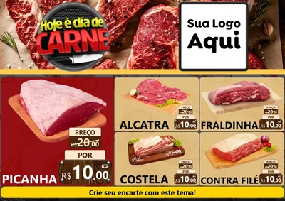 Modelo de Encarte para Encarte A4 Horizontal com o tema Hoje É Dia de Carne para Açougue
