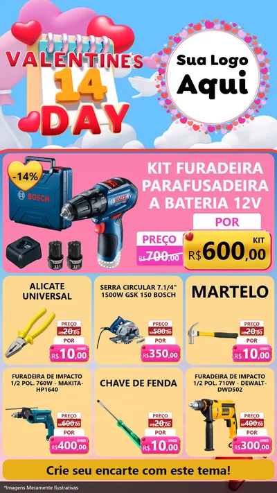 Modelo de Rede Social para Stories com o tema Valentine's Day para Maquinas e Ferramentas