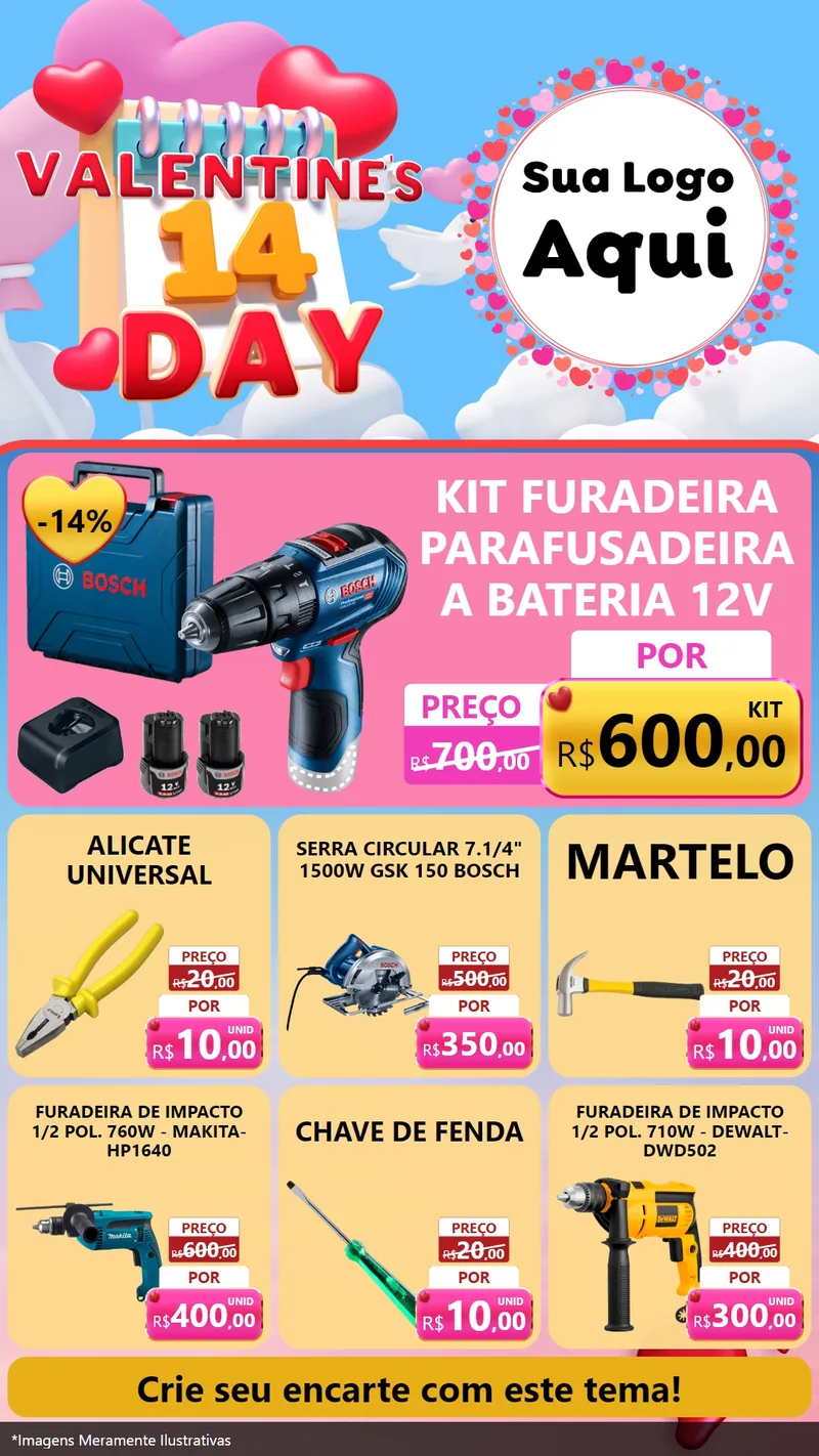Modelo de Rede Social para Stories com o tema Valentine's Day para Maquinas e Ferramentas