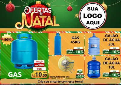 Modelo de Encarte para Encarte A4 Horizontal com o tema Ofertas de Natal para Água e gás