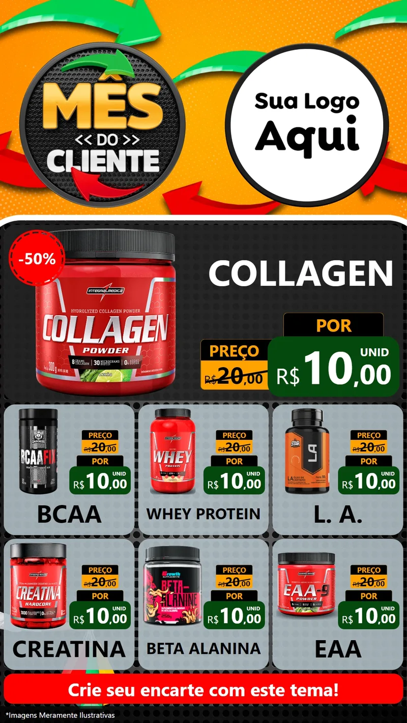 Modelo de Rede Social para Stories com o tema Mês do Cliente para Suplementos alimentares