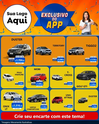 Modelo de Rede Social para Feed Instagram com o tema Exclusivo do Aplicativo para Concessionaria de Carros