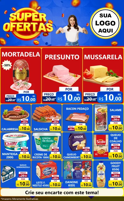 Modelo de Encarte para Encarte Grande com o tema Super Ofertas para Frios e Laticínios