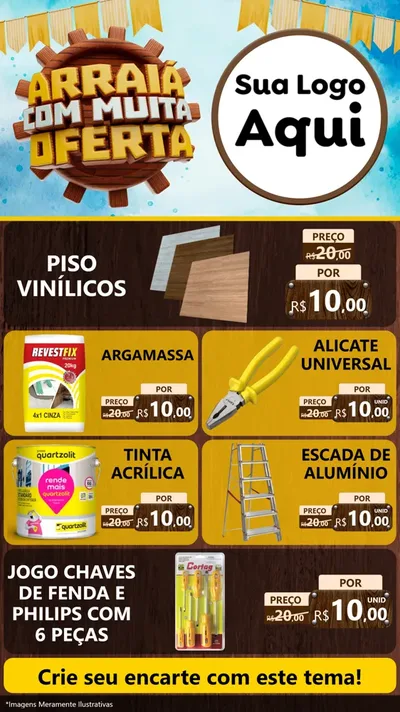 Modelo de TV para TV Vertical com o tema Ofertas de São João - Junina para Material para Construção