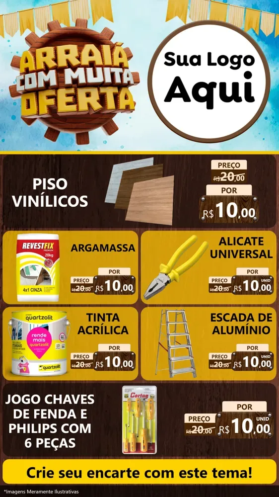 Modelo de TV para TV Vertical com o tema Ofertas de São João - Junina para Material para Construção