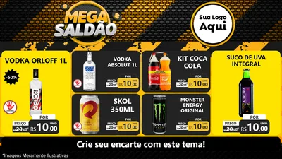 Modelo de TV para TV Horizontal com o tema Mega Saldão para Distribuidora de bebidas