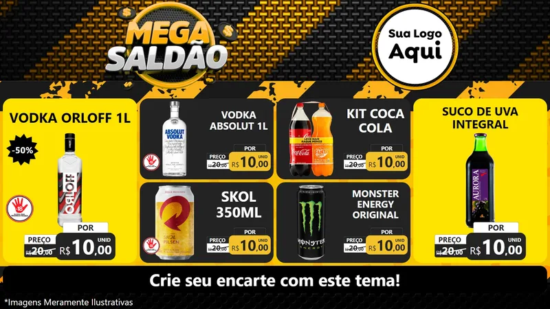 Modelo de TV para TV Horizontal com o tema Mega Saldão para Distribuidora de bebidas