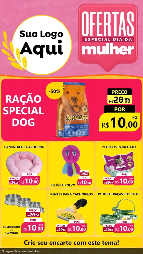 Modelo de Rede Social para Stories com o tema Ofertas - Especial Dia Das Mulheres para Pet Shop