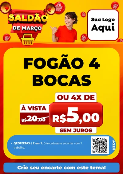 Modelo de Cartaz para Cartaz A4 Vertical com o tema Saldão de Março para Móveis e Eletro
