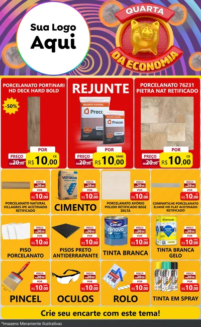 Modelo de Encarte para Encarte Grande com o tema Quarta da Economia para Pisos e revestimentos
