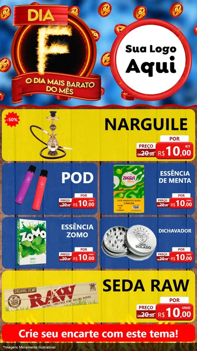 Modelo de TV para TV Vertical com o tema Dia F - O Dia Mais Barato Do Mês para Tabacaria
