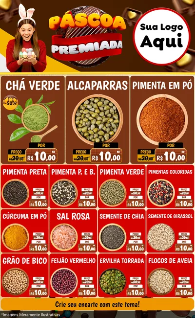 Modelo de Encarte para Encarte Grande com o tema Páscoa Premiada para Produtos Naturais