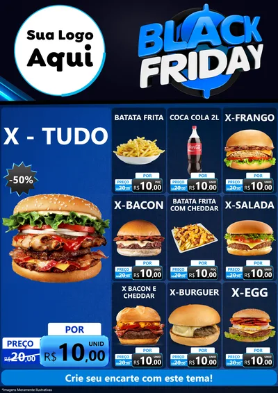 Modelo de Encarte para Encarte A4 Vertical com o tema Black Friday para Hamburgueria