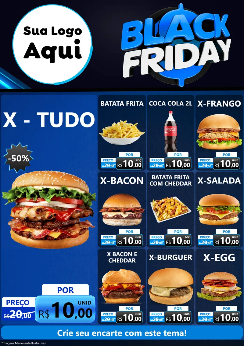 Modelo de Encarte para Encarte A4 Vertical com o tema Black Friday para Hamburgueria