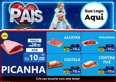 Modelo de Encarte para Encarte A4 Horizontal com o tema Mês Dos Pais para Açougue