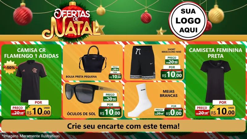 Modelo de TV para TV Horizontal com o tema Ofertas de Natal para Roupas e acessórios