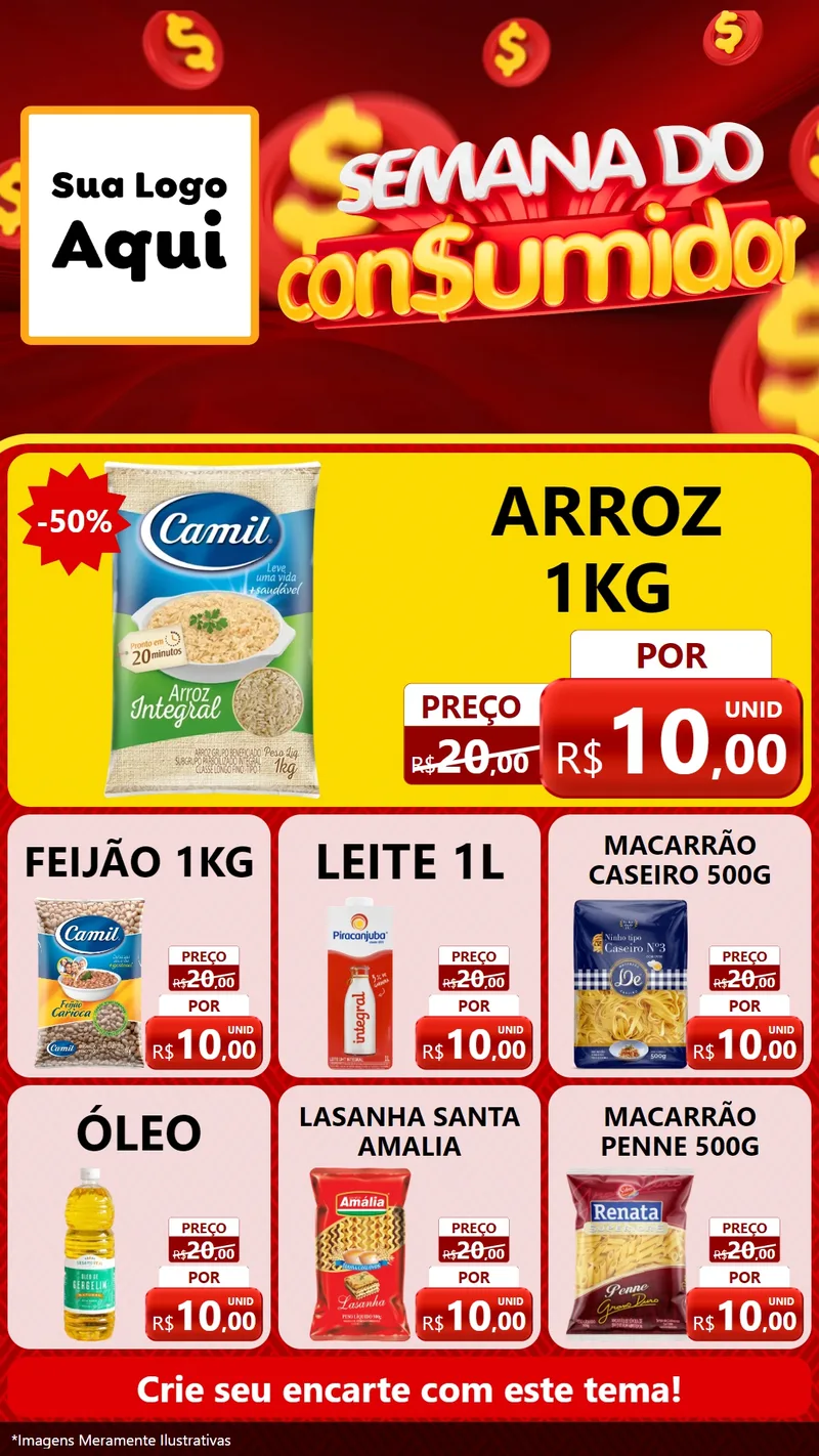 Modelo de Rede Social para Stories com o tema Semana do Consumidor para Supermercado
