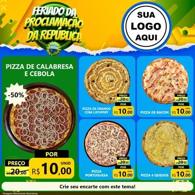 Modelo de Rede Social para Feed Facebook com o tema Feriado da Proclamação da República para Pizzaria