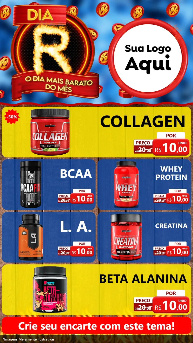 Modelo de TV para TV Vertical com o tema Dia R - O Dia Mais Barato Do Mês para Suplementos alimentares