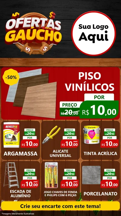 Modelo de Rede Social para Stories com o tema Ofertas Dia do Gaúcho para Material para Construção
