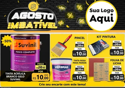 Modelo de Encarte para Encarte A4 Horizontal com o tema Agosto Imbatível para Tintas e Ferramentas