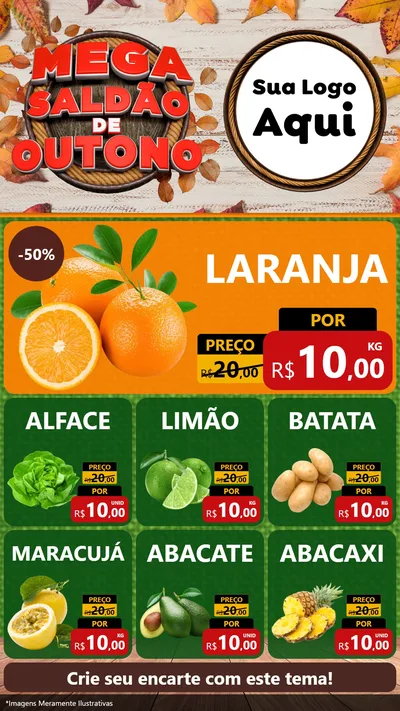 Modelo de Rede Social para Stories com o tema Mega Saldão de Outono para Hortifrúti